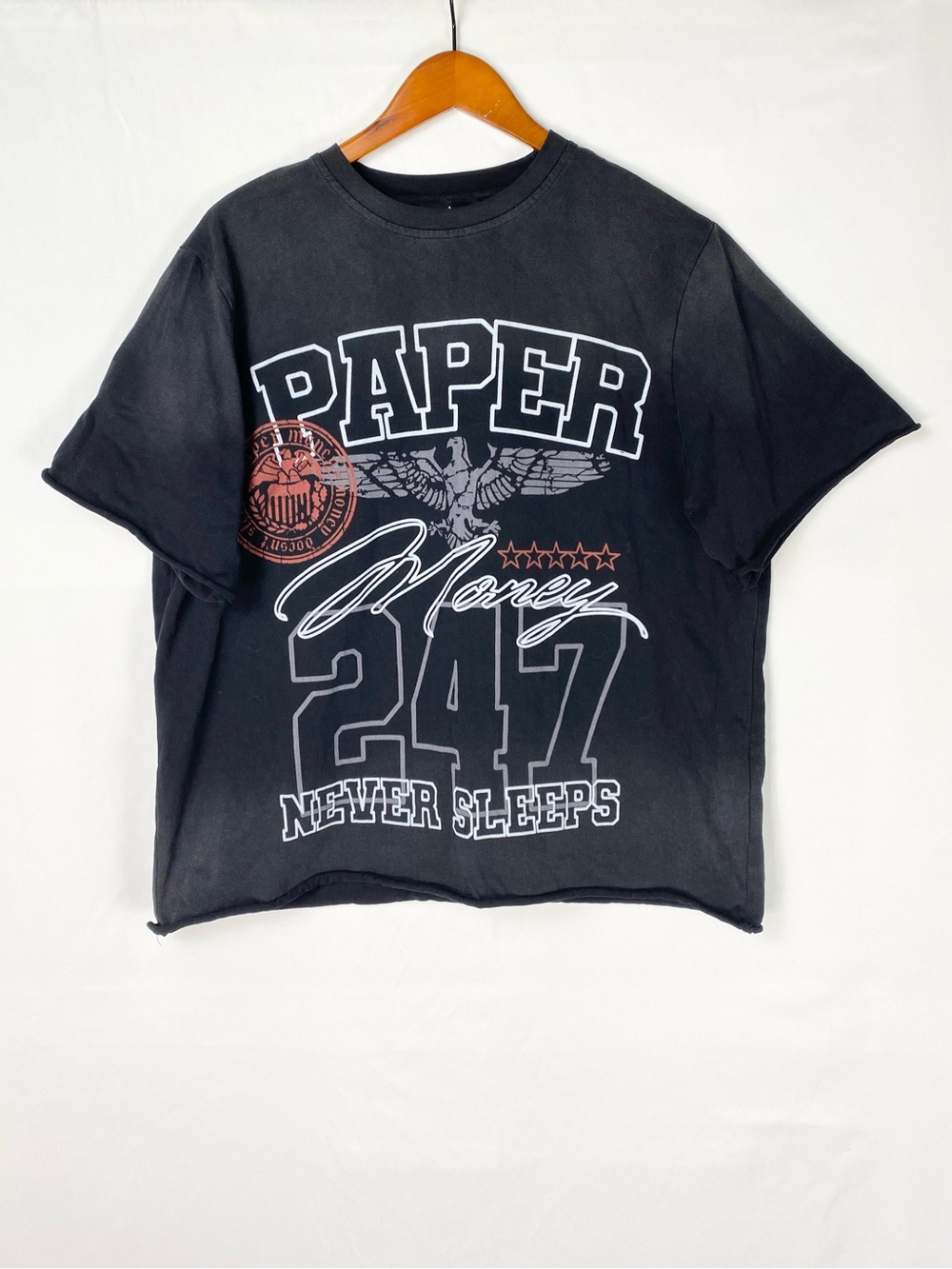 Paper Money Federal Reserve Tee Shirt‎ Short Sleeve Raw Hem Size Small